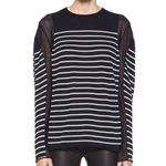 T Alexander Wang Side Sheer Panels Striped Lightweight Long Sleeve Sweater Blue Size M Photo 2