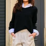 Uniqlo 3D Knit Cotton Relaxed V-Neck Sweater Black XS Photo 1