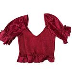 Band of the Free Lea Rhubarb Romantic Boho Ruffle Smocked Crop Top M Red Size M Photo 2