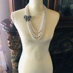 R.J. Graziano triple strand graduated white pearl stone bow necklace Photo 3