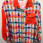 ChicMe Vibrant Orange and White Top Blue Size L Photo 0