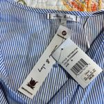 Willow & Clay  medium womens chambray striped wrap blouse ruffle sleeve v neck Photo 8