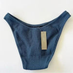 J.Crew Textured curved waist cheeky bikini bottom Midnight Blue Size small NWT Photo 3