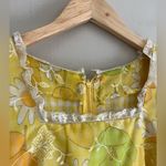 VINTAGE 60s 70s Yellow Floral Prairie Maxi Dress Puff Sleeve Square Neck Daisy S Photo 8