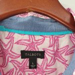 Talbots Womens Starfish Shirt Large Pink White Button Down Long Sleeve Beach Photo 10