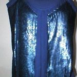 Madison Marcus New Womens Designer Silk Sequin Blouse Top Cami XS Dark Blue Tank Photo 0