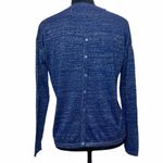 Mango MNG  Blue Sparkly Silver Metallic Thread Long Sleeve Womens Top Size‎ L Photo 3