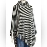 Chico's Chico’s Black & White Sassy Stripes Cowl Neck Poncho Womens One Size Fits All Photo 6