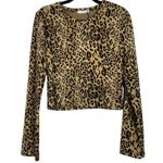 ZARA  Cheetah Animal Print Long Sleeve Stretch Crop Top Round Neck L #3278 Photo 9