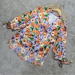 Alice + Olivia  Women’s Silk Blend Sheila Blouse Top V-Neck Orchid Multicolor S Photo 2