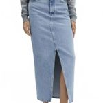 Mango Slit Denim Skirt Blue Medium Wash NWT Small Photo 0