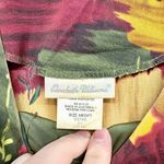 Vintage Elizabeth Williams Medium Multi Color Leaf Print Long Sleeve Tunic Top Yellow Photo 1