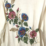Blair Retro White Sweatshirt Morning Glories Vintage Graphic Print Floral Large Photo 1