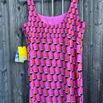 Diane Von Furstenberg 90's Shift Modern Geometric Mini Dress in Pink - Size 10 Photo 1