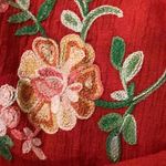 Fig and Flower Anthropologie Embroidered Red V Neck Long Sleeve Lace Back Top Size M Photo 6