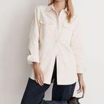 Madewell  Garment Dyed Twill Shirt Jacket Ivory Long Sleeve Button Up 2X Photo 0