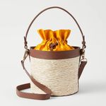 Ann Taylor Woven Straw Bucket Shoulder Bag Purse Tote Photo 0