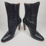 Alaïa Black High Rise Ankle Boots Perforated Trim Leather Size 38.5 Boho Cowboy Photo 6