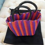 Truss PVC Basketweave Micro Tote Pink Purple Orange Rolled Handles Sustainable Photo 1