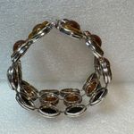 Sterling Silver Vintage 925  3 Row Baltic Amber Wide Bracelet Photo 2