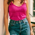 Sézane  Yoran Knit Top, Fuchsia, XL Photo 0