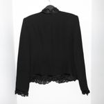 vintage 90s black frilly lace trim single button minimalist boxy blazer jacket Size M Photo 9