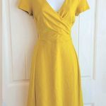 Boden Mustard Gold V Neck Knit Zip Up FittedDress Sz 6 in EUC Yellow Photo 0