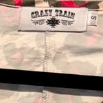 Crazy Train  Women’s Small Silky Cream and Pink Leopard Print Blouse Photo 2