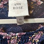 Knox Rose Top Womens XL Multicolor Floral Boho Print Sheer Smocked Flowy Blouse Photo 6
