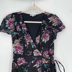 Patrons of Peace Boho Floral Black V-Neck Short Sleeve Floral Maxi Dress Small Photo 4