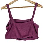 ZARA  Textured Crop Top Womens L Purple Square Neck Stretch Clean Girl Minimalist Photo 2
