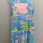 Vintage Babydoll Dress Coverup Fish Tropical Ocean Print Lounge Travel Blue Pink Size M Photo 0