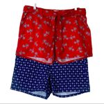 Liz Claiborne  Bundle 2 Pair 5” Red Blue Print Casual Shorts Women's Size 14 Plus Photo 1