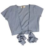 Tiger Mist Luna Baby Blue Ribbed Flare Legging Wrap Short Sleeve Crop To… Photo 4