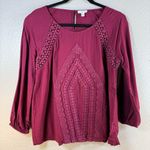 Charming Charlie Charming Charley Burgundy Lace Detail Top SZ:M Photo 0