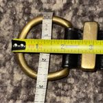None Vintage Y2K Size M Black Leather Round Solid Brass Buckle Belt Photo 4