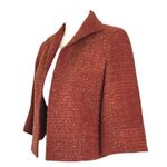Lafayette 148 Wool Tweed Metallic Shimmer Blazer Suit Jacket Burnt Orange 4 NWOT Photo 3