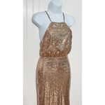 Lulus Lulu’s‎ My Muse Rose Gold Sequin Maxi Dress Gown Criss Cross Back Sleeveless XS Photo 4