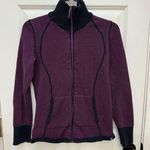 Eddie Bauer  Women’s S Purple Black Striped Full Zip Up Sweater Jacket Mock Neck Photo 0