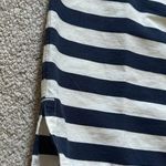 Ann Mashburn  Linen Cotton Top Size XS Navy Blue White Ruffle Tie Blouse Cap Photo 5