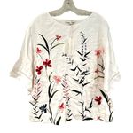 RJR. John Rocha Trellis Kimono Linen Blouse Women's 12 Boho Cottagecore Boho White Photo 0