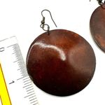 large round brown leather circle earrings Photo 2