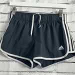 Adidas  Women’s Athletic Running Shorts Grey White Y2K Sports M Stretch Gymwear Photo 3