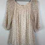 Giusy Top Women's Large Beige Floral 100% Silk Blouse‎ Dainty Cottage Feminine Photo 0