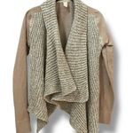 prAna Demure Cardigan Sweater Size Small beige Brown Waterfall Open Wool Blend Photo 1