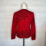 Rena Rowan Vintage 90's  red cardigan with black embroidery Size Medium Photo 3
