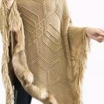Faux Fur Bat Sleeve Poncho (Khaki) Only Tan Photo 0