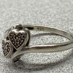 Sterling Silver Double Diamond Heart Size 7 Promise Ring Dainty Stamped 925 Photo 4