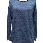 Mango MNG  Blue Sparkly Silver Metallic Thread Long Sleeve Womens Top Size‎ L Photo 0