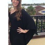 EXPRESS Dress black Mini one shoulder long flutter sleeve Size Small Photo 0